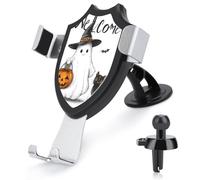 Jubonexis Cute Ghost Witch Hat Black Cat Car Phone Holder Mount Triangle Clip Base Air Vent Cell Phone Car Mount Automotive Accessories for 4-6 Inches Cell Smartphones