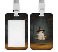 Jubonexis Cute Ghost Witch Hat on Swing ID Badge Holder Retractable Clip Card Holder Card Protector Name Badge Name Tag for Work Office Doctor Nurse