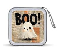 Jubonexis Cute Ghost Word Boo Halloween Vintage Newspaper CD Case DVD Storage Case Portable for Car Home Travel
