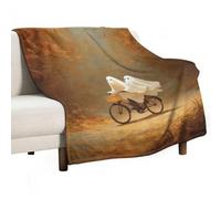 Jubonexis Cute Ghosts Riding Bicycle Autumn Forest Path Anti Pilling Throw Blankets Cozy Durable Blanket for Bedroom Living Rooms Couch Sofa Bed 50"x60"