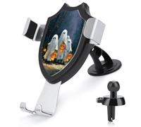 Jubonexis Cute Ghosts Walking Old Forest Path Pumpkins Car Phone Holder Mount Triangle Clip Base Air Vent Cell Phone Car Mount Automotive Accessories for 4-6 Inches Cell Smartphones