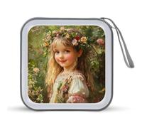Jubonexis Cute Girl Flower Crown CD Case DVD Storage Case Portable