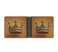 Jubonexis Cute Gold Crown for King on Yellow Soft PU Leather Bifold Wallet, Coin Purse Credit Pass Case, Durable Card-Holder Slim Billfold for Men Woman Money Storage