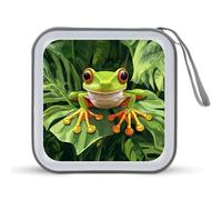 Jubonexis Cute Green Tree Frog CD Case DVD Storage Case Portable
