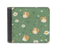 Jubonexis Cute Guinea Pigs in The Grass Soft PU Leather Bifold Wallet, Coin Purse Credit Pass Case, Durable Card-Holder Slim Billfold for Men Woman Money Storage