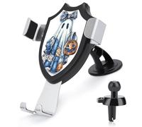 Jubonexis Cute Halloween Ghost Pumpkin Bucket Blue Denim Car Phone Holder Mount Triangle Clip Base Air Vent Cell Phone Car Mount Automotive Accessories for 4-6 Inches Cell Smartphones
