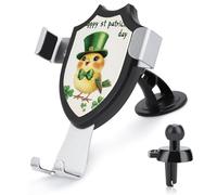 Jubonexis Cute Happy Bird Wearing Green Leprechaun Top Hat Car Phone Holder Mount Triangle Clip Base Air Vent Cell Phone Car Mount Automotive Accessories for 4-6 Inches Cell Smartphones