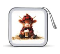 Jubonexis Cute Highland Cow CD Case DVD Storage Case Portable