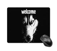 Jubonexis Cute Husky Face with Text Welcome Mouse Pad, Small Office Computer Mouse Pads for Desk Laptop with Non-Slip Rubber Base Mouse Mat, Gaming Mouse Pads