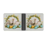 Jubonexis Cute Lambs Lying Together Easter Eggs Soft PU Leather Bifold Wallet, Coin Purse Credit Pass Case, Durable Card-Holder Slim Billfold for Men Woman Money Storage