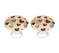 Jubonexis Cute Leopard Print Heart-Shaped Motifs Round Drawer Cabinet Knobs Handles with Screws,2 Pcs, Drawer Dresser Knob Pulls Decor for Wardrobe Cupboard Home Office Kitchen