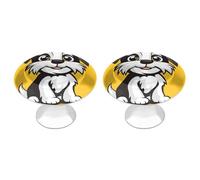 Jubonexis Cute Little Dog Cartoon on Yellow Round Drawer Cabinet Knobs Handles with Screws,2 Pcs, Drawer Dresser Knob Pulls Decor for Wardrobe Cupboard Home Office Kitchen