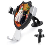 Jubonexis Cute Little Ghost And Black Cat Car Phone Holder Mount Triangle Clip Base Air Vent Cell Phone Car Mount Automotive Accessories for 4-6 Inches Cell Smartphones