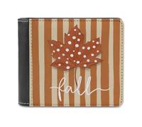 Jubonexis Cute Maple Leaf with White Polka Dots Soft PU Leather Bifold Wallet, Coin Purse Credit Pass Case, Durable Card-Holder Slim Billfold for Men Woman Money Storage