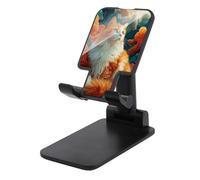 Jubonexis Cute Orange Cat with Colorful Mountains Cell Phone Stand Foldable Adjustable Phone Stand for Desk