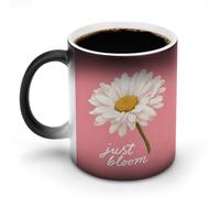 Jubonexis Cute Oversized White Daisy Just Bloom Color Changing Mugs Heat Changing Ceramic Coffee Mug Novelty Funny Tea Water Cup 11OZ