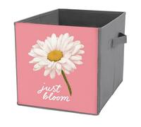 Jubonexis Cute Oversized White Daisy Just Bloom Cube Storage Bins Storage Cubes Foldable Decorative Fabric Storage Baskets Home Organizers with Handles for Shelves,Closet, 27x27 CM