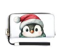 Jubonexis Cute Penguin with Red Green Christmas Sweater PU Leather Clutch Long Bifold Wallet, Coin Purse Credit Pass Case, Durable Card-Holder Money Storage for Women Men