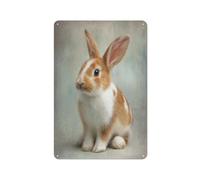 Jubonexis Cute Pet Rabbit Tin Metal Signs Wall Art Decorations for Bar Pub Club Cafe Room Farmhouse White 30x20cm