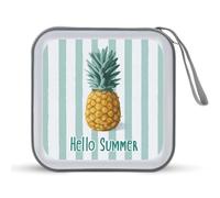 Jubonexis Cute Pineapple Hello Summer CD Case DVD Storage Case Portable for Car Home Travel