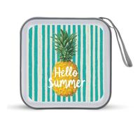 Jubonexis Cute Pineapple Hello Summer Vintage CD Case DVD Storage Case Portable for Car Home Travel