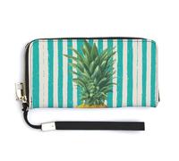 Jubonexis Cute Pineapple Hello Summer Vintage PU Leather Clutch Long Bifold Wallet, Coin Purse Credit Pass Case, Durable Card-Holder Money Storage for Women Men