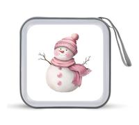 Jubonexis Cute Pink Snowman Soft Pastel Colors Watercolor CD Case DVD Storage Case Portable for Car Home Travel