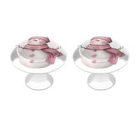 Jubonexis Cute Pink Snowman Soft Pastel Colors Watercolor Round Drawer Cabinet Knobs Handles with Screws,2 Pcs, Drawer Dresser Knob Pulls Decor for Wardrobe Cupboard Home Office Kitchen