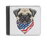 Jubonexis Cute Pug Dog Cartoon Soft PU Leather Bifold Wallet, Coin Purse Credit Pass Case, Durable Card-Holder Slim Billfold for Men Woman Money Storage