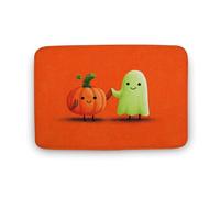 Jubonexis Cute Pumpkin And Sheet Ghost Bathroom Door Rug Mat, Extra Soft Coral Velvet Floor Mat, Rapid Water Absorption Non Slip Comfortable Bath Rugs Mats 19.7"x31.5"