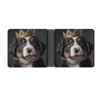 Jubonexis Cute Puppy Wearing A Crown Soft PU Leather Bifold Wallet, Coin Purse Credit Pass Case, Durable Card-Holder Slim Billfold for Men Woman Money Storage