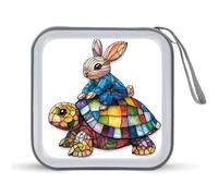Jubonexis Cute Rabbit on Colorful Turtle CD Case DVD Storage Case Portable