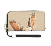 Jubonexis Cute Rabbit Peek Out from The Bottom PU Leather Clutch Long Bifold Wallet, Coin Purse Credit Pass Case, Durable Card-Holder Money Storage for Women Men