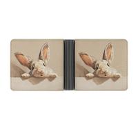 Jubonexis Cute Rabbit Peek Out from The Bottom Soft PU Leather Bifold Wallet, Coin Purse Credit Pass Case, Durable Card-Holder Slim Billfold for Men Woman Money Storage