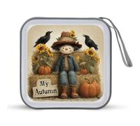 Jubonexis Cute Scarecrow My Autumn Sunflowers Crows CD Case DVD Storage Case Portable for Car Home Travel
