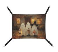 Jubonexis Cute Sheet Ghosts Warm-lit Old House Breathable Pet Hammock with Adjustable Straps Reversible Cat Hanging Bed Dog Mats