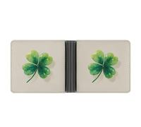 Jubonexis Cute Single Four-Leaf Clover on Pure White Soft PU Leather Bifold Wallet, Coin Purse Credit Pass Case, Durable Card-Holder Slim Billfold for Men Woman Money Storage