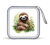 Jubonexis Cute Sloth Sitting on Green Grass Ground CD Case DVD Storage Case Portable