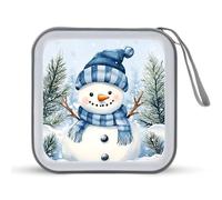 Jubonexis Cute Snowman Snowy Pine Forest CD Case DVD Storage Case Portable for Car Home Travel