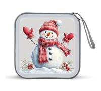 Jubonexis Cute Snowman Wearing Red Scarf CD Case DVD Storage Case Portable for Car Home Travel