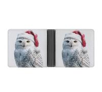 Jubonexis Cute Snowy Owl Wearing Red Santa Hat Soft PU Leather Bifold Wallet, Coin Purse Credit Pass Case, Durable Card-Holder Slim Billfold for Men Woman Money Storage