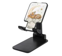 Jubonexis Cute Tiger Cub Laying on Moon Clouds Cell Phone Stand Foldable Adjustable Phone Stand for Desk