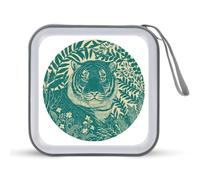 Jubonexis Cute Tiger Green Vintage CD Case DVD Storage Case Portable for Car Home Travel