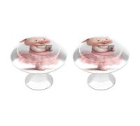 Jubonexis Cute Whimsical Pig in A Pink Tutu Round Drawer Cabinet Knobs Handles with Screws,2 Pcs, Drawer Dresser Knob Pulls Decor for Wardrobe Cupboard Home Office Kitchen