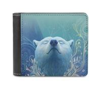 Jubonexis Cute White Bear Soft PU Leather Bifold Wallet, Coin Purse Credit Pass Case, Durable Card-Holder Slim Billfold for Men Woman Money Storage