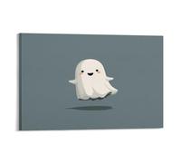 Jubonexis Cute White Ghost Floating in The Air Wall Art Poster Canvas Print Painting Aesthetic Picture for Living Room Farmhouse Decor 12x18inch(30x45cm)