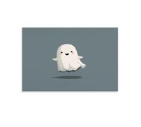 Jubonexis Cute White Ghost Floating in The Air Wall Art Poster Canvas Print Painting Aesthetic Picture for Living Room Farmhouse Decor 12x18inch(30x45cm)