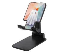 Jubonexis Cute White Ghost with Orange Bow on Head Cell Phone Stand Foldable Adjustable Phone Stand for Desk