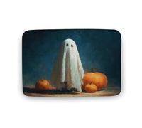 Jubonexis Cute White Sheet Ghost Pumpkins Spooky Bathroom Door Rug Mat, Extra Soft Coral Velvet Floor Mat, Rapid Water Absorption Non Slip Comfortable Bath Rugs Mats 19.7"x31.5"