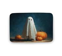 Jubonexis Cute White Sheet Ghost Pumpkins Spooky Bathroom Door Rug Mat, Extra Soft Coral Velvet Floor Mat, Rapid Water Absorption Non Slip Comfortable Bath Rugs Mats 15.7"x23.6"